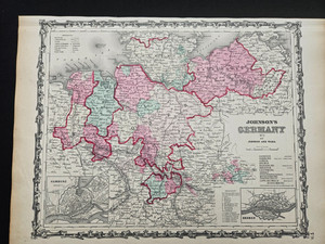 1863 Johnson Atlas Antique Map Northern Germany 100% Genuine