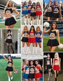  Lingerie for Women Sexy Mini Skirt Cheerleader Costume Hollow X-Large Black