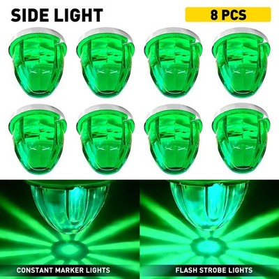 8X Green LED Watermelon Light Side Marker Truck Trailer Turn Signal Light 12V EA
