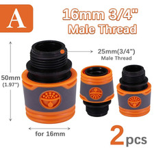 16Mm 3/4" Hose Adapter Male X Female Thread Plastic Quick Connector Garden Irrig