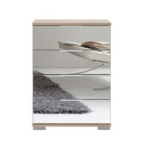 Nachttisch Nachtschrank Nachtkonsole Hoch Boxspringbett Eiche Spiegelfront