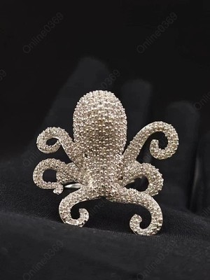 2.20Ct Round Cut Lab Created Diamond Octopus Wedding Ring 14K White Gold Plated