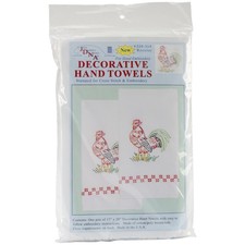 Jack Dempsey Stamped White Decorative Hand Towel Pair 17"X28"-Rooster