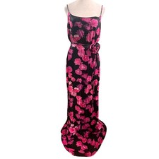 ❤️NWOT Fashion Nova Pink Floral Maxi Dress Black Rosette Belt Size 1X