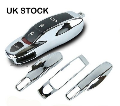 Chrom Auto Schlüsselanhänger Cover Schale für Porsche Cayenne Panamera Macan 911 Boxster