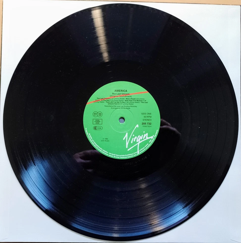 LP Das LETZTE EINHORN Soundtrack AMERICA The  Last Unicorn neuwertig prof. ger. - Bild 3 von 3