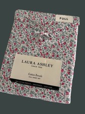 NIP Laura Ashley FULL Full Sheet Set 4 PCS 100 Cotton Percale Flowers Red Aqua
