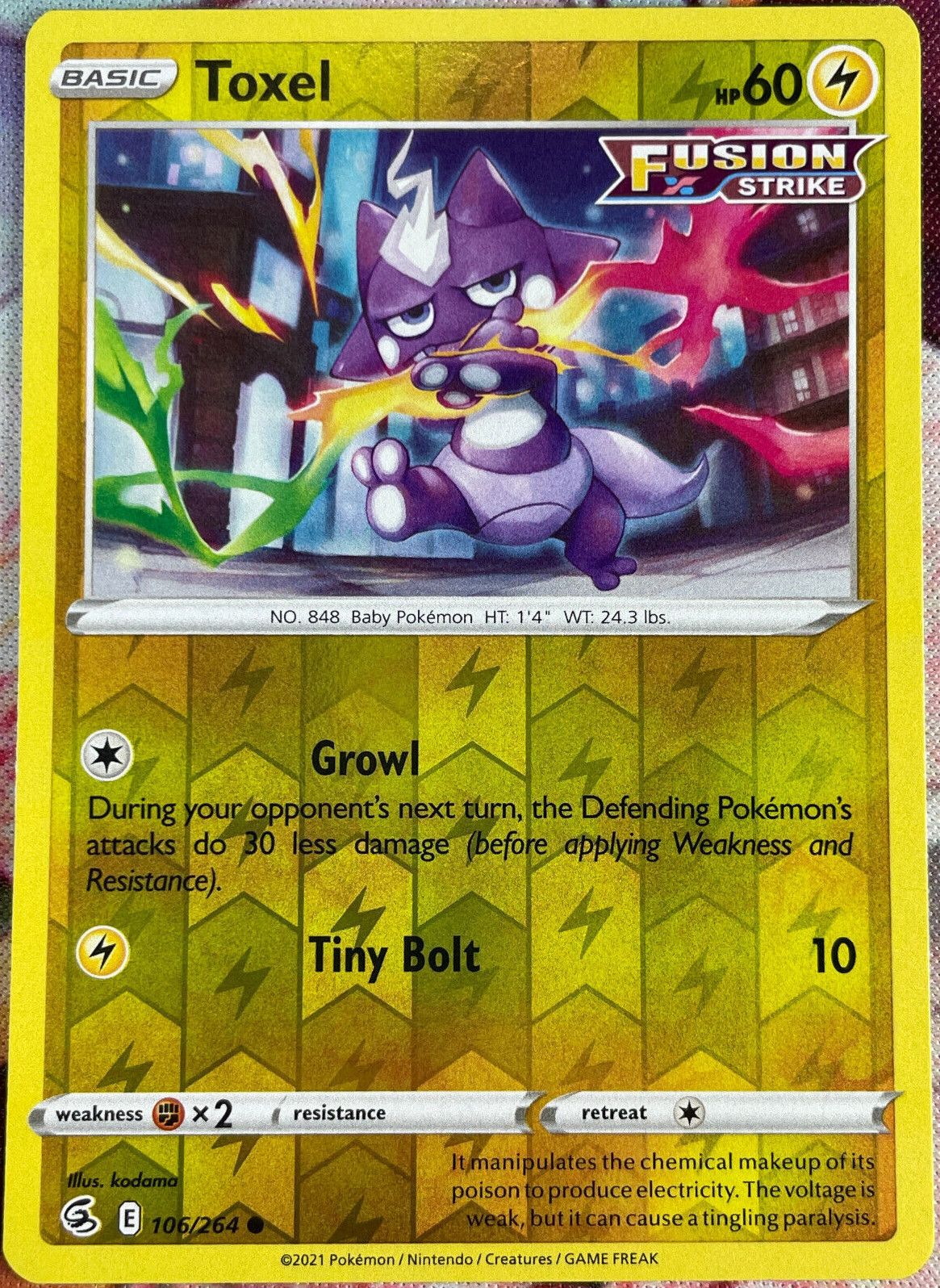 Toxel Reverse Holo - 106/264 - Fusion Strike Pokemon 2021