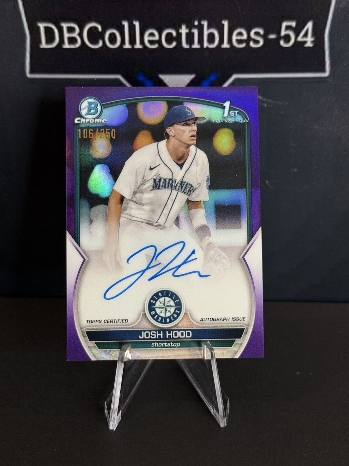 2023 Bowman Chrome Josh Hood 1st Purple Refractor Auto 106/250 Seattle Mariners