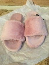 Express Pink Fuzzy Fur Banded Slippers Size 9