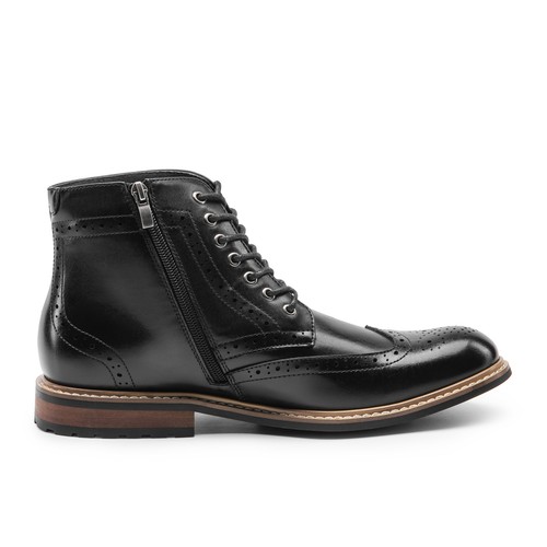 Herren Elegant Knöchel Motorrad Stiefel Budapester Zehe Seitlicher Reißverschluss - Bild 19 von 27