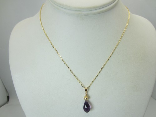 Collar De Cadena Y Colgante De Briolette De Amatista En Oro Amarillo De 14K - Imagen 4 de 15