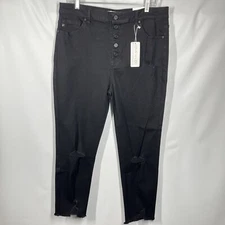 KanCan Jeans High Rise Exp Button Fly Ankle Skinny Black Distressed Stretch NWT