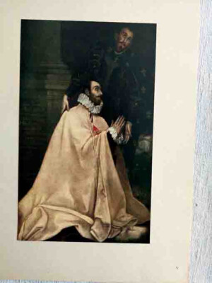El Greco Ritter von Santiago + König Ludwig Gemälde Druck montiert  27,5x37,5 cm