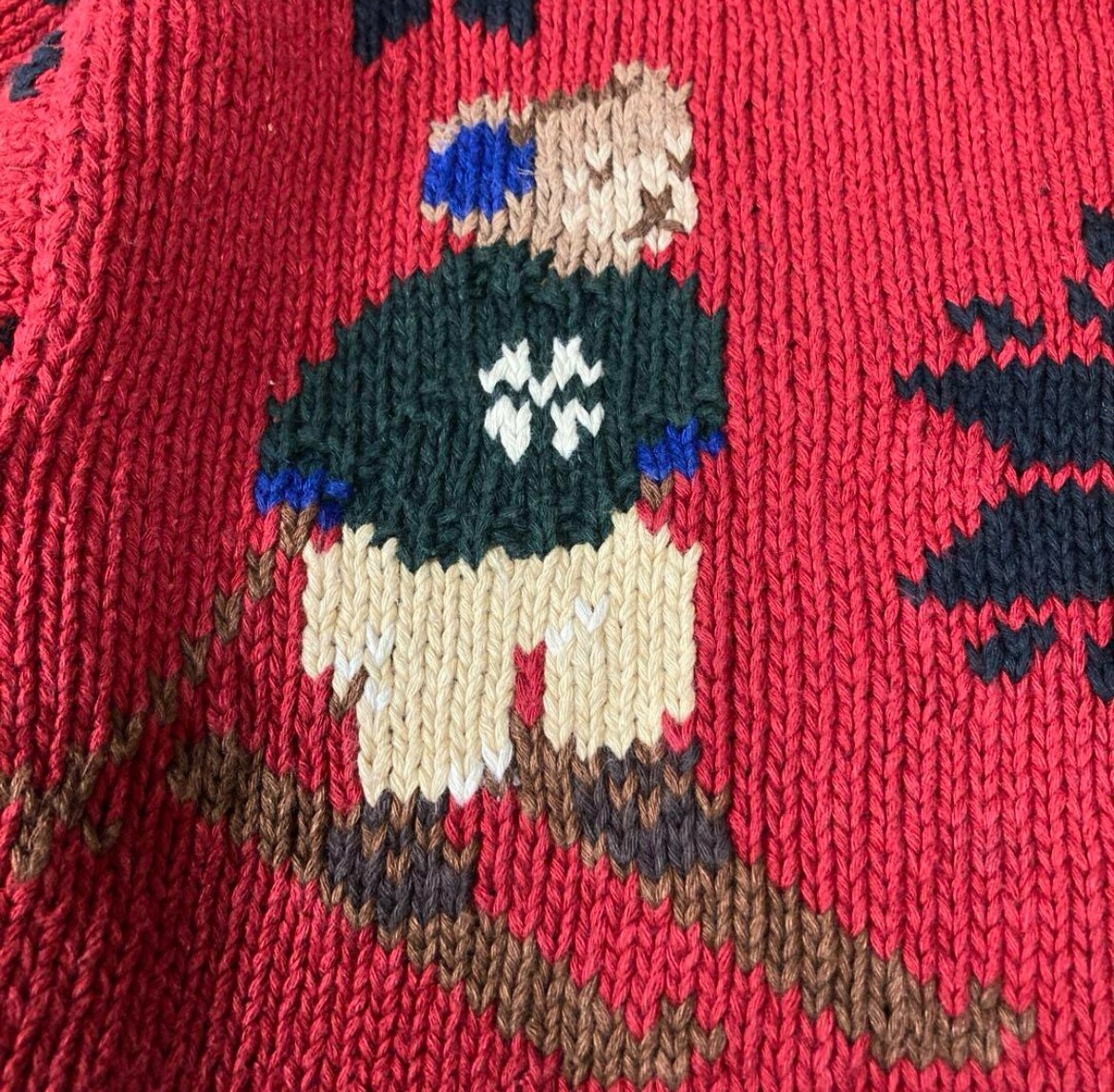 Vintage 80s Polo Ralph Lauren Sweater Hand Knit Red Ski Bear Vintage 80s Polo Ralph Lauren Sweater Hand Knit Red Ski Bear