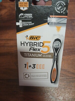 Bic Hybrid Flex 5 Razor Titanium Refill Cartridges 3 Refills Brand New