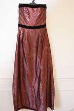 New Kay Unger New York Stunning Maroon Paisley Velvet Trim Evening Dress Size 4
