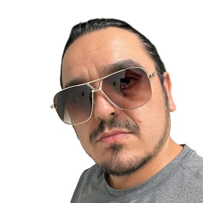 Men Sunglasses Brown Lens Rectangular Gold Frame Classy Street Wear Lentes Gafas