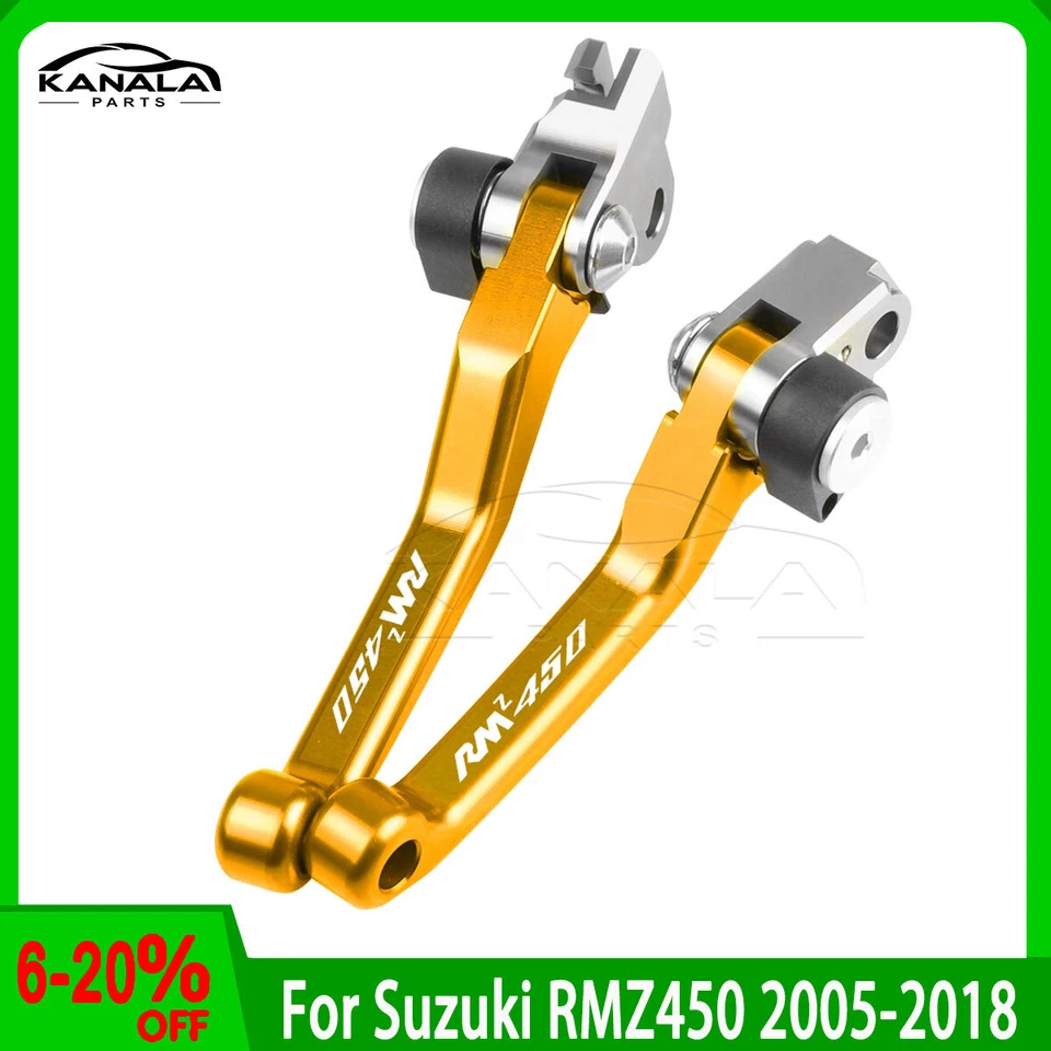 For Suzuki RMZ450 2005-2018 Aluminum Motocross Pivot Brake Clutch Levers NEW Foto 3 de 4