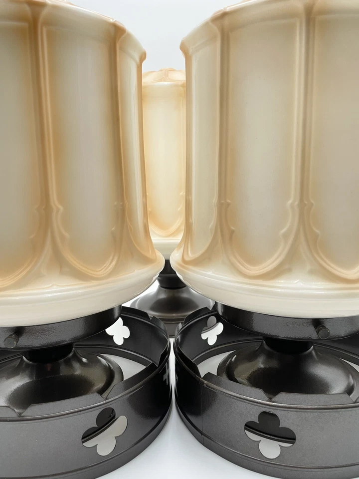 Accesorios colgantes de vidrio esmerilado estilo gótico francés 3-1910 - hermosos - todos funcionan Foto 2 de 4