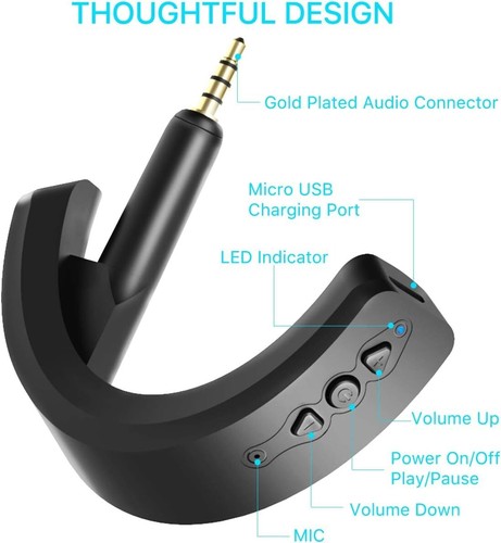 aptX Wireless Bluetooth 5.0 Adapter for Bose QuietComfort QC 15 with Mic/Volume - Picture 3 of 5