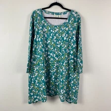 LOGO Lounge by Lori Goldstein Printed French Terry Top Blouson Sleeve 3X