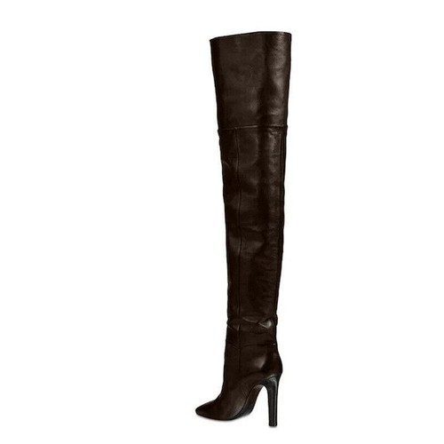 Mujeres Invierno Punta Cremallera Lateral Sobre la Rodilla Bota Stiletto Tacón Alto Bota Larga - Imagen 9 de 14
