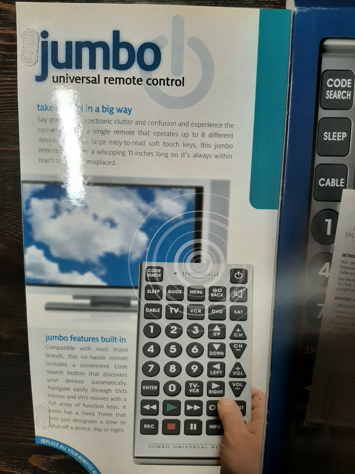 Jumbo Universal Remote Control Control Up To 8 Different Devices With 1
