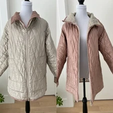 LINDA LUNDSTROM Vintage Reversible Zip Front Quilted Jacket Hip Length Casual