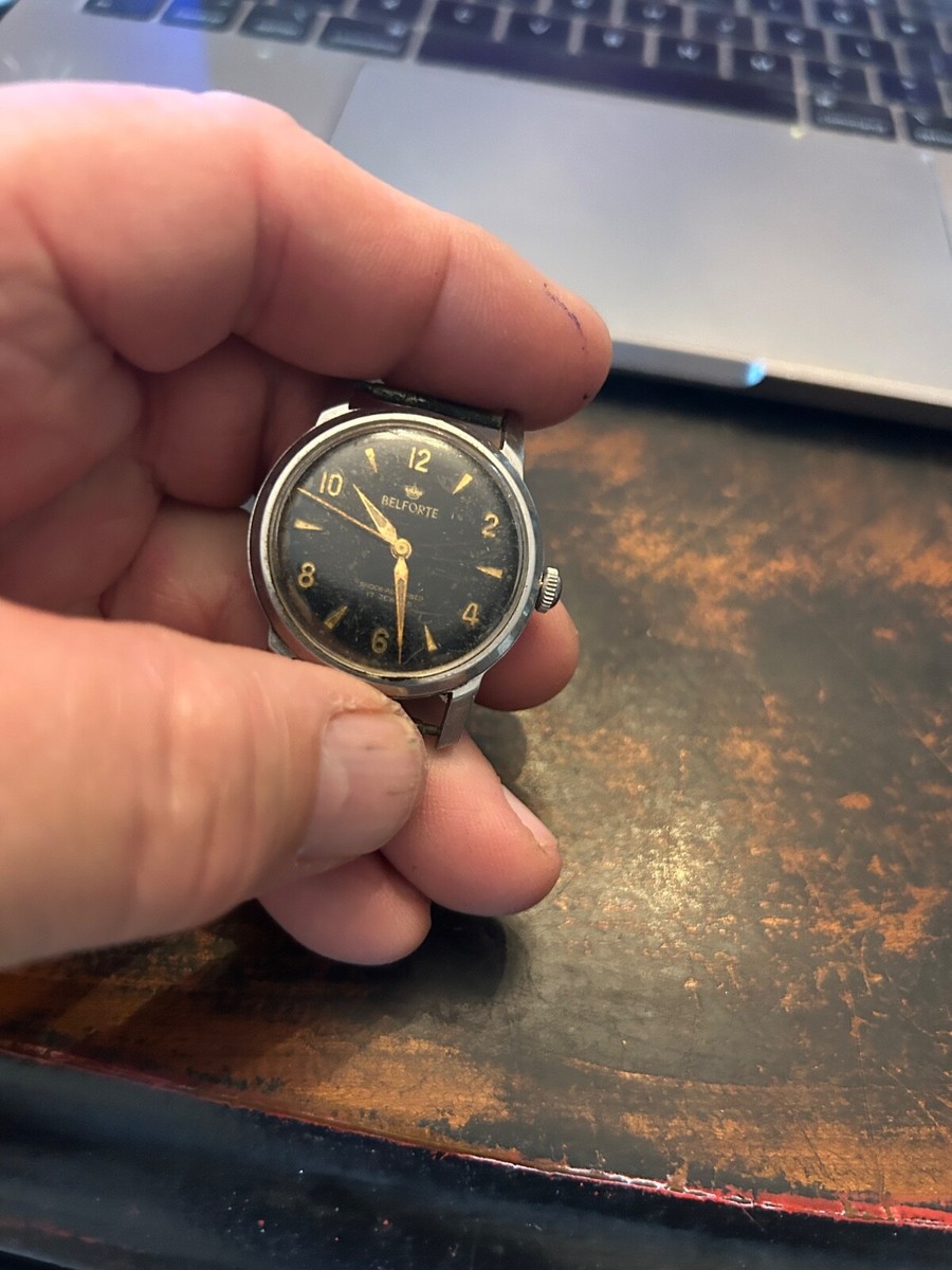 Vintage Belforte 17 Jewels Watch Black dial