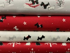V & A A Christmas Wish 100% Cotton Westie Scotty Dog Puppy Fabric by 1/4 M* Star