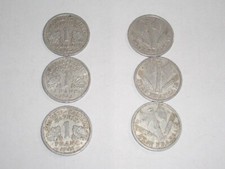 028l FRANCE - 3 x 1 Franc Aluminium 1940s Travail Family