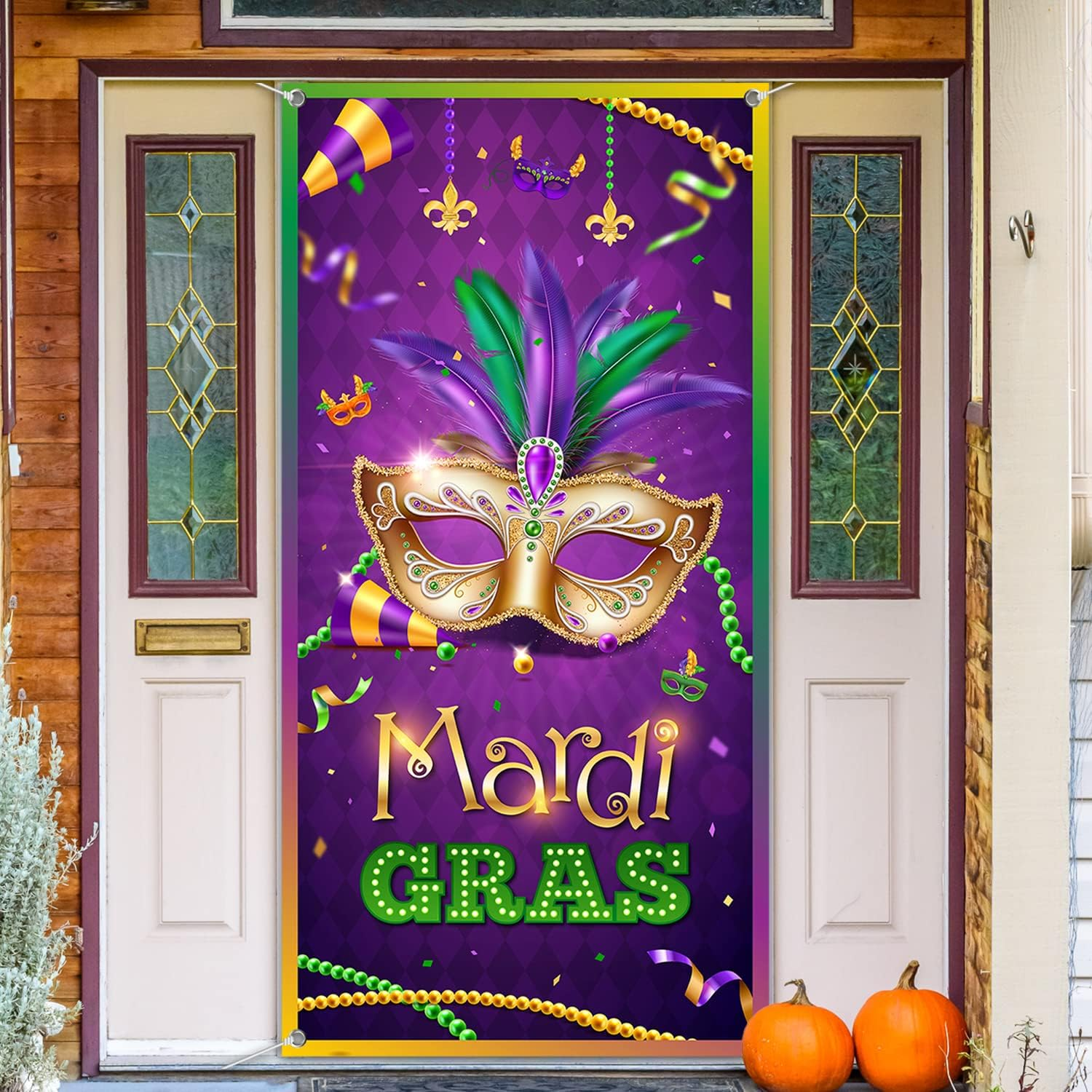 Mardi Gras Door Banner Mardi Gras Door Decorations Masquerade Backdrop Dancing P
