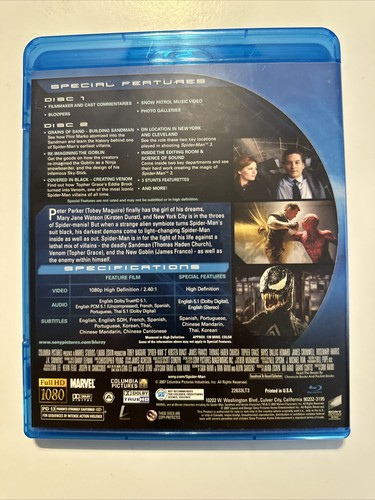 Spider-Man 3 (Blu-ray, 2007) Tobey Maguire, Kirsten Dunst, Thomas Haden Church - Picture 3 of 3