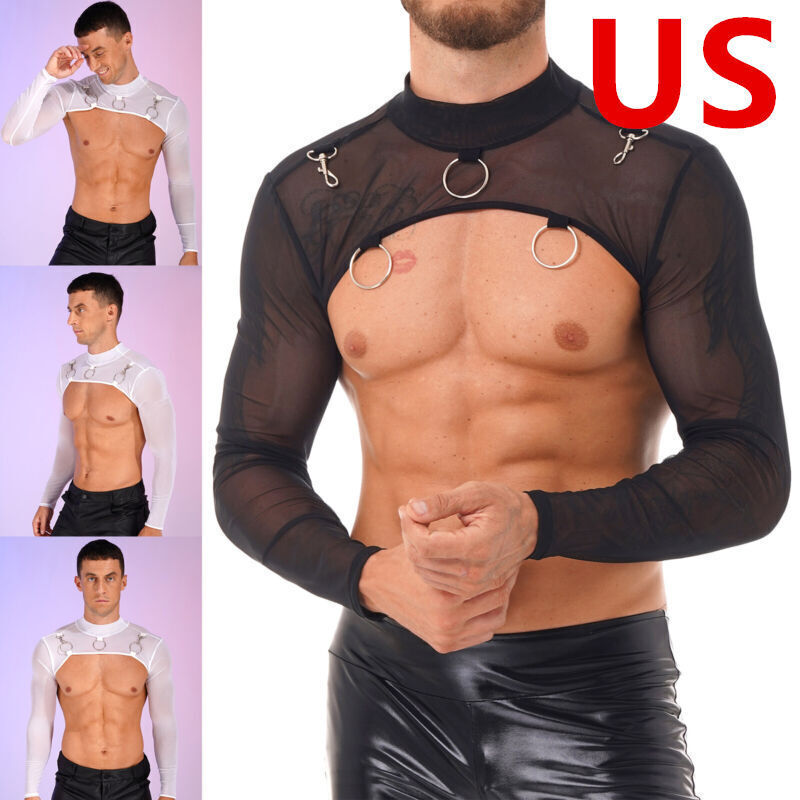 sexy men's clothes Cutout See Through Top Men main image 1