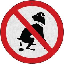 No Dog Poop Novelty Round Circular Metal Sign 8" Home Garage Wall