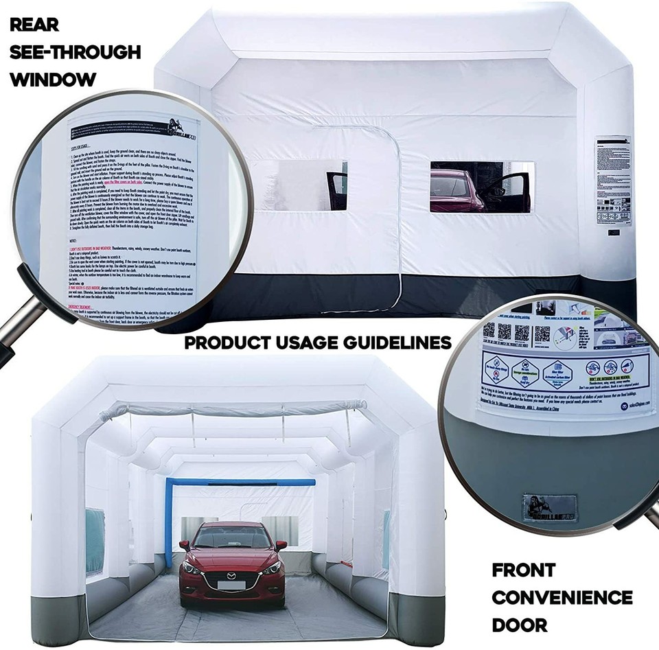 GORILLASPRO Inflatable Paint Booth & UL Blower Upgrade Air Filter
