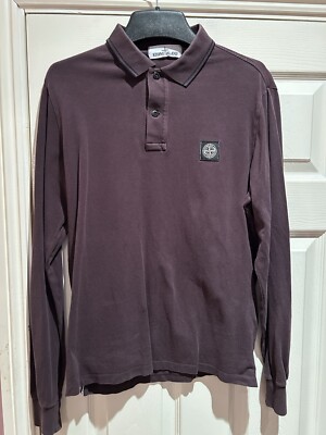 Stone Island Long Sleeve Polo Shirt Regular Size Medium Brown