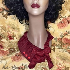 Women's Red Heart Neckwear - Handmade Bow-Shaped Necktie with Heart Application