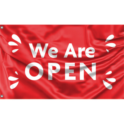 We Are Open rote Flagge einzigartiges Design, 3x5 Fuß / 90x150 cm Größe EU Made