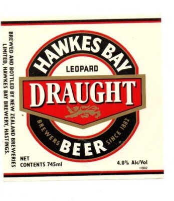 Neuseeländisches Bieretikett - Hawkes Bay Brauerei, Hastings - Hawkes Bay Fassbier