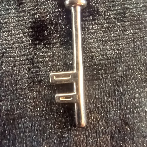 Solid Sterling Silver CZ Key Pendant and Chain - Picture 7 of 9