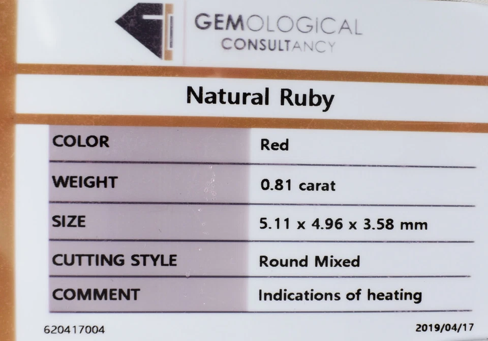 0.81Cts Fine Luster "Certif GCI" Natural Ruby From Burma 5mm Round Cut....!!!! - Image 3 of 3