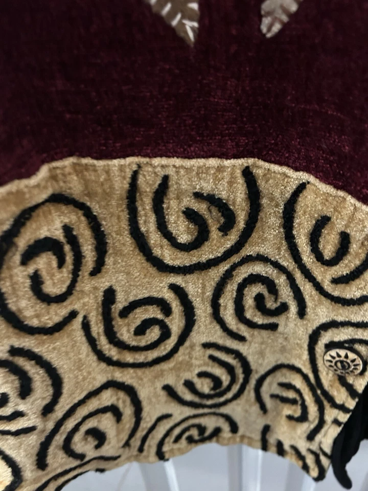 Винтажный женщин индиго Moon лоскутное одеяло куртка 2 X богемное искусство бархата золото спин круг - Изображение 3 из 4