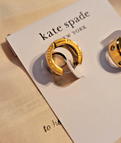 Pendientes Huggie Doble Kate Spade "En Piedra" KK438 Cristal Chapado en Oro Nuevos con Etiquetas - Imagen 2 de 6