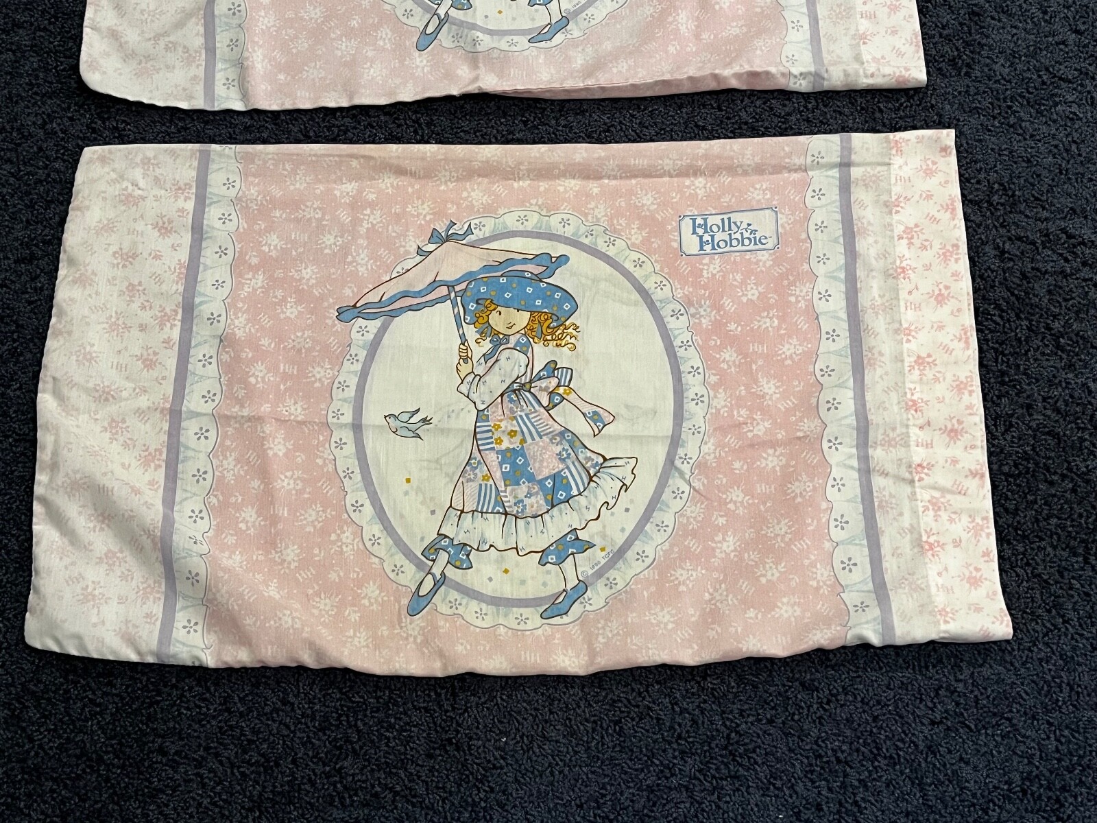 2 Vintage '80s Holly Hobbie Pillowcase. 2-Sided. Set of 2 Pillowcases