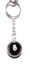 1 Inch Number 5 FIVE SPARKLE Mini POOL BALL Billiard Snooker KEYCHAIN Ring NEW