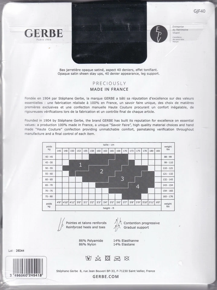 Bas jarretière classique GERBE FUTURA 40 deniers 4 coloris 4 tailles. Stay-ups. - Photo 4/4