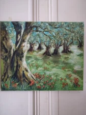 Lily AUGER (1949 - ) "The Olive Trees" Dated 2017 Oil On Canvas 38 X 46 Cm