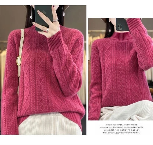 Women Sweater Wool Turtleneck Cashmere Knitwaer Casual Pullover Tops - Picture 21 of 36